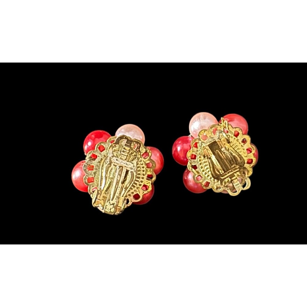 Vintage Pink Faux Pearl Necklace 18 Inch With Japan Clip On Earrings Set - Picture 9 of 10